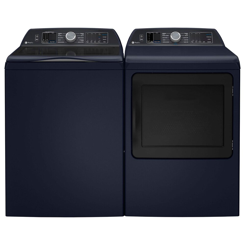 GE Profile 5.3 Cu. Ft. Top Load Agitator Washer and 7.3 Cu. Ft. Gas Dryer Laundry Pair in Sapphire Blue, , large