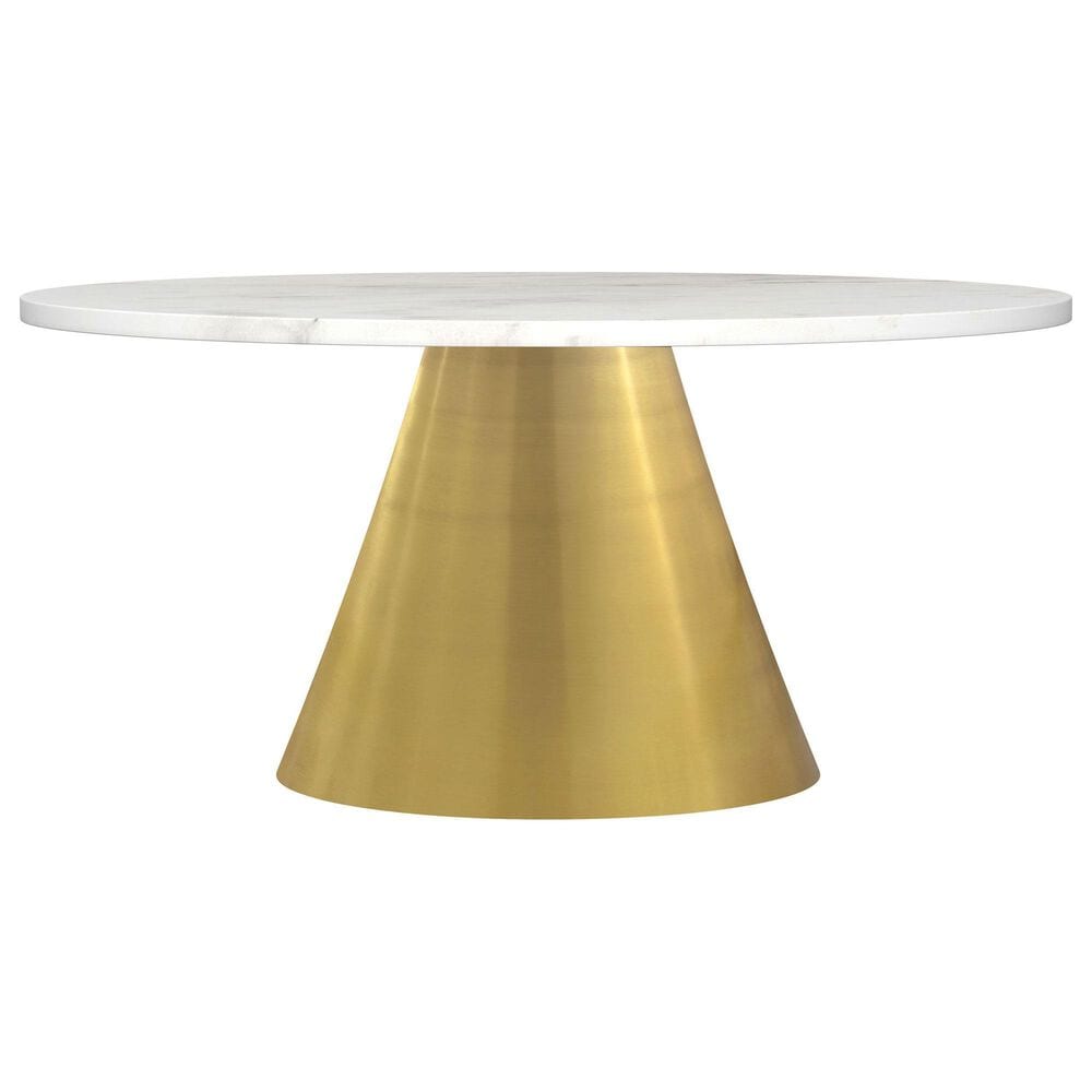 COAST Avon Round Coffee Table in White Marble and Brushed Gold, , large