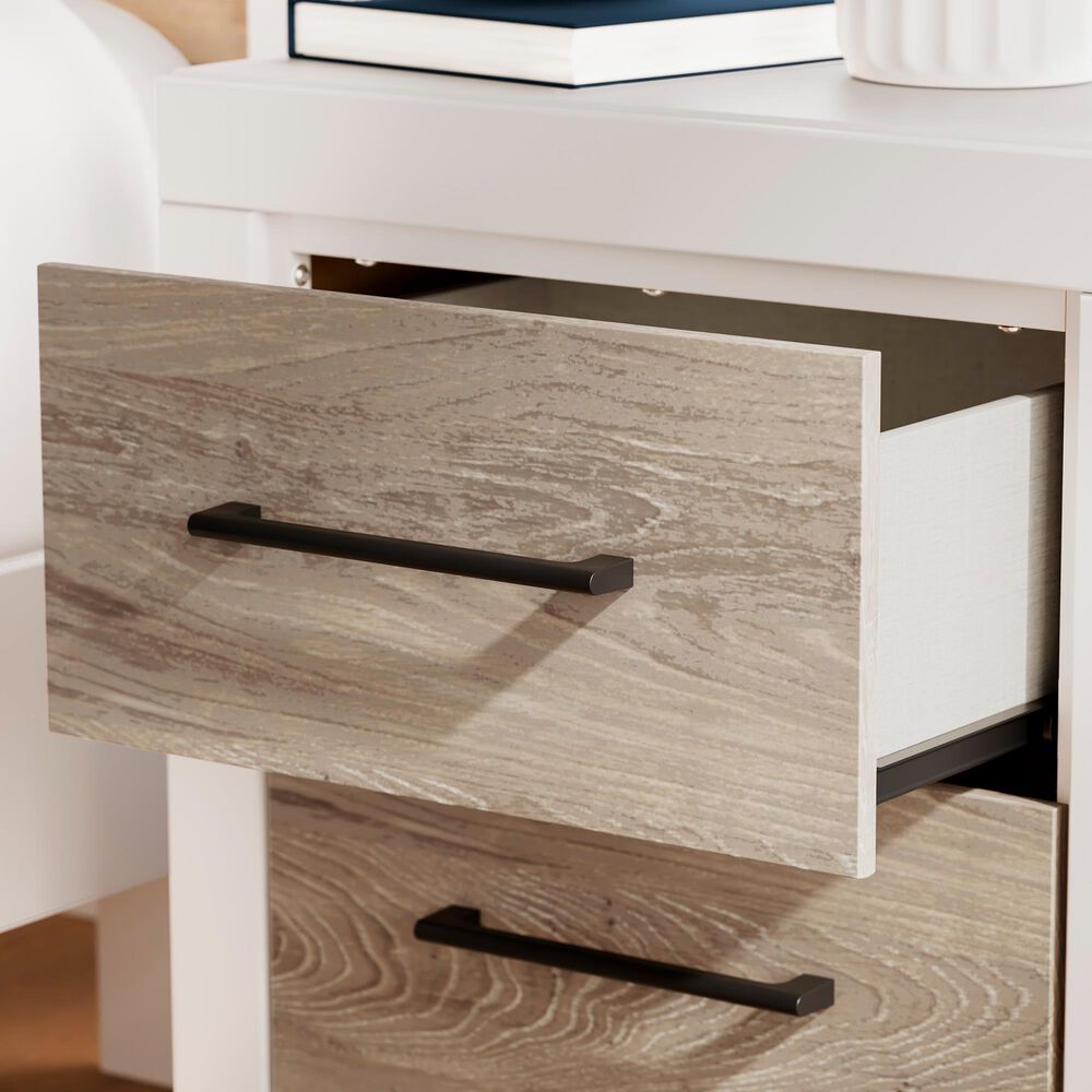 Ashley Charbitt 4-Piece Queen Panel Bedroom Set in Brown and Matte White, , large