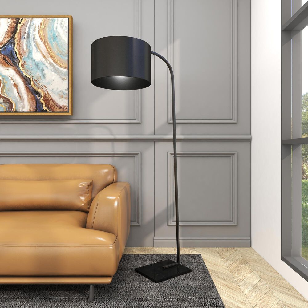 Maple and Jade Industrial Floor Lamp in Black, , large