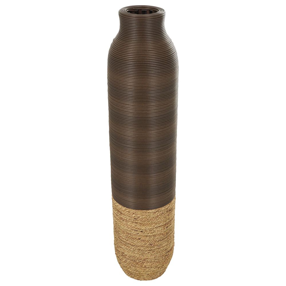 Maple and Jade 40" Seagrass Handmade Decorative Vase in Dark Brown and Natural Brown, , large