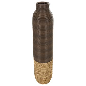 Maple and Jade 40" Seagrass Handmade Decorative Vase in Dark Brown and Natural Brown, , large
