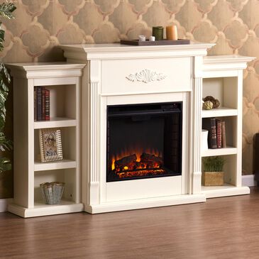 Southern Enterprises Micra Electric Fireplace Bookcase in Ivory, , large