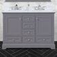 Lexora Home Dukes 48" Double Bathroom Vanity in Dark Grey with 2 cm White Carrara Marble Top and Rectangular Sinks, , large
