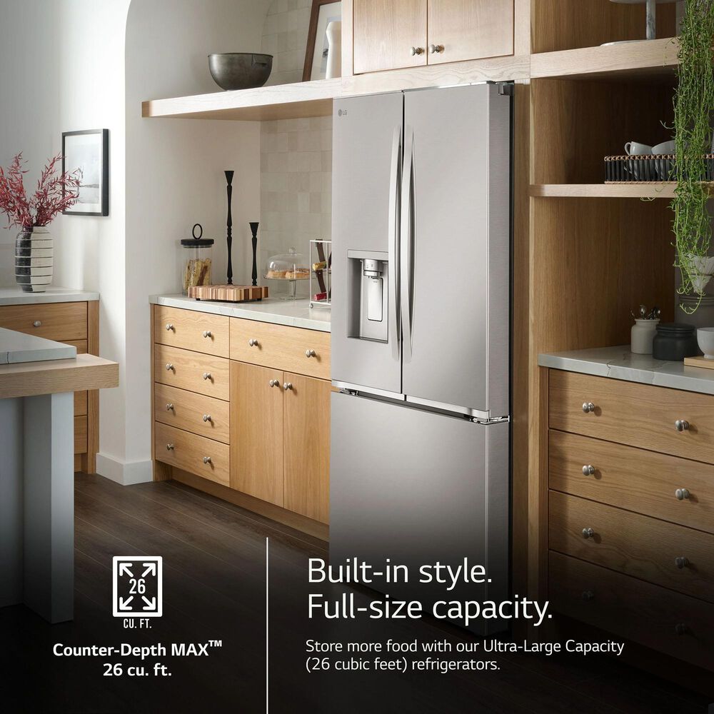 LG 26 Cu. Ft. Smart French Door Refrigerator in Stainless Steel, , large