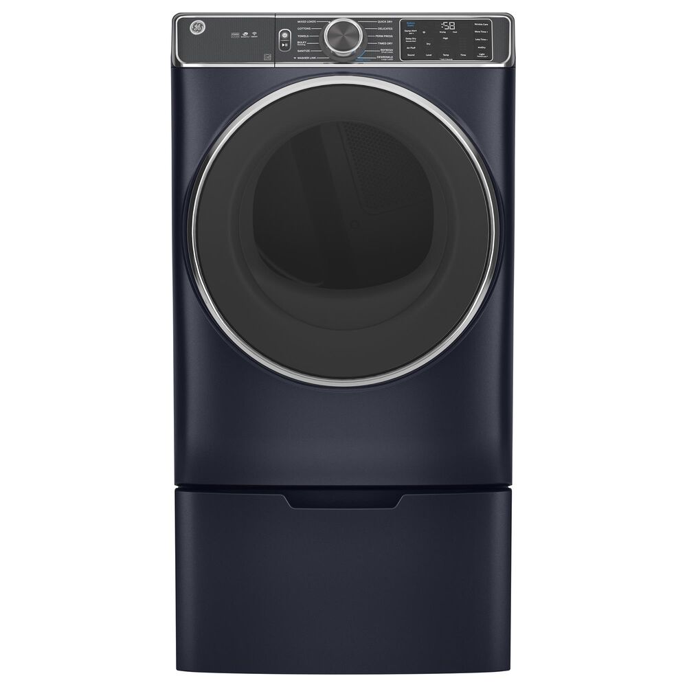 GE Appliances 5 Cu. Ft. Front Load Washer and 7.8 Cu. Ft. Gas Dryer Laundry Pair with Pedestal in Sapphire Blue, , large