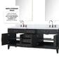 Lexora Home Laurel 84" Double Bathroom Vanity in Black Oak with White Carrara Marble Top and Rectangular Sinks, , large