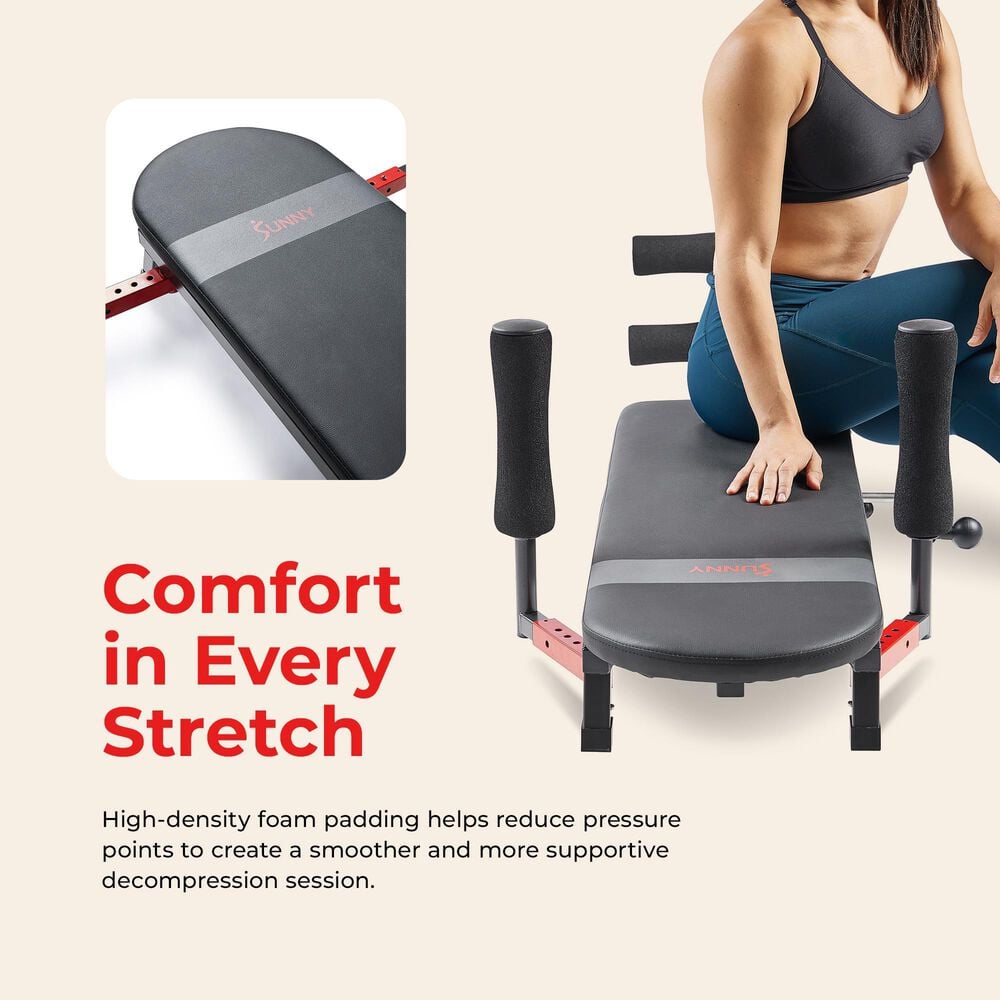 Sunny Health &amp; Fitness Adjustable Stretch and Decompression Table in Black, , large