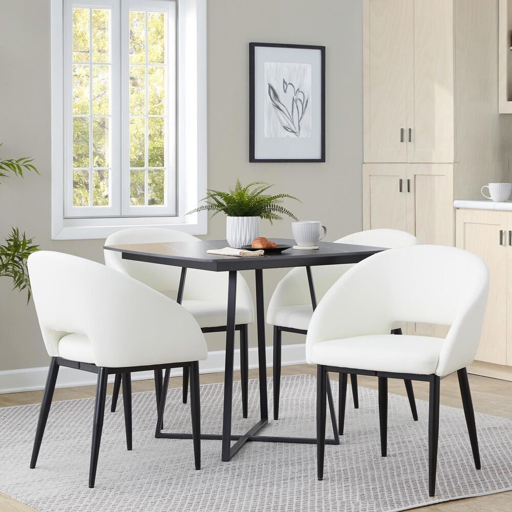 LumiSource Renee Upholstered Contemporary Chair in Black Metal and White Faux Leather by LumiSource, , large
