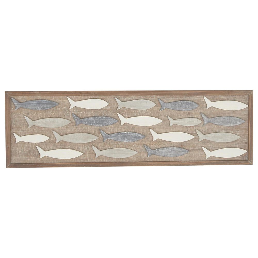 Maple and Jade 13" x 42" Wall Decor in Whitewashed, Gray and Brown, , large