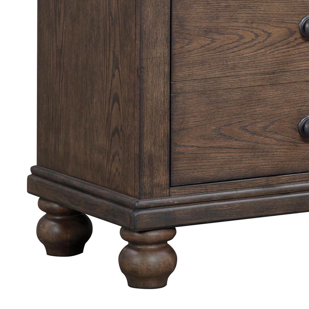 Riva Ridge Oxford California King Panel Bed with Two Nightstands in Cocoa with AC Outlets and USB Ports, , large