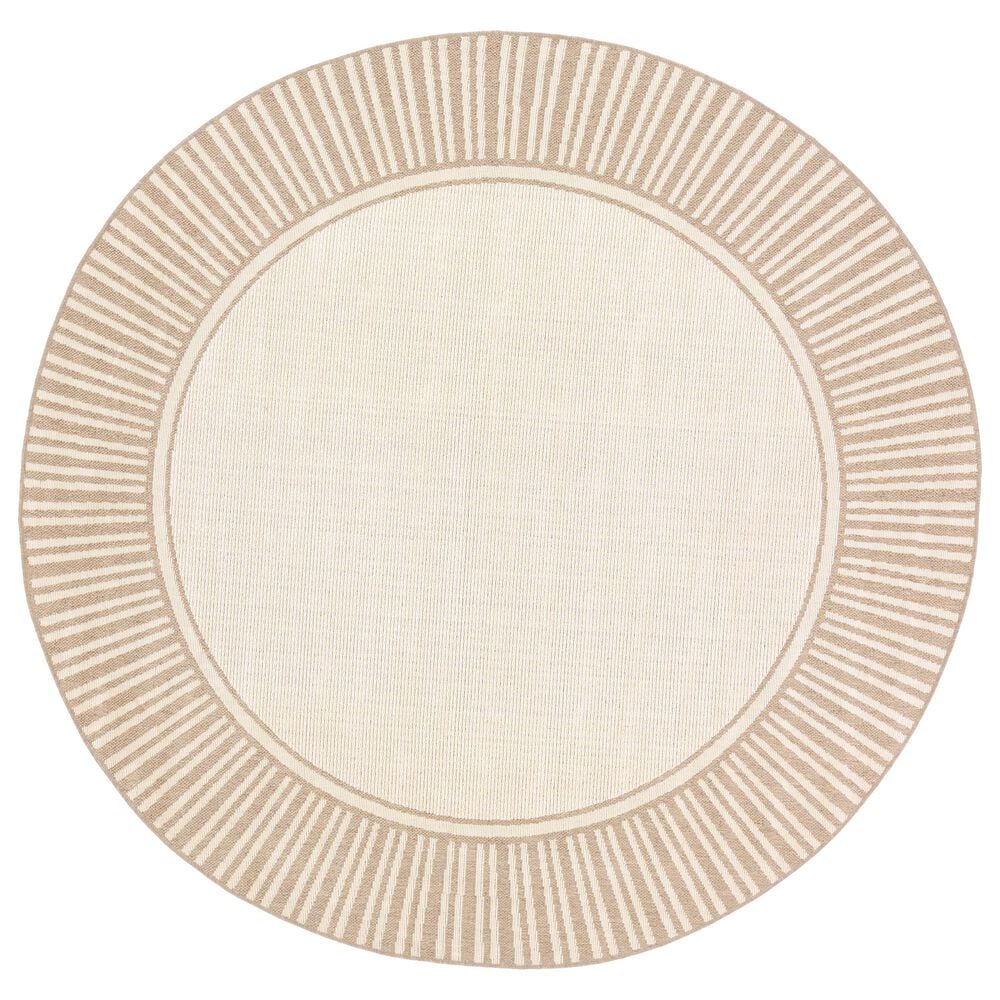 Surya Alfresco 7"3" Round Brown and Beige Indoor/Outdoor Area Rug, , large