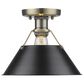 Golden Lighting Orwell AB Flush Mount in Aged Brass with Black Shade, , large