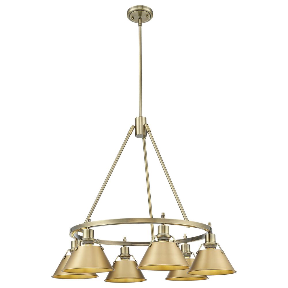 Golden Lighting Orwell 6-Light Chandelier with Brushed Champagne Bronze Shade in Aged Brass, , large