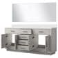 Lexora Home Abbey 72" Double Bathroom Vanity in Grey Oak with 2 cm White Cultured Marble Top, Rectangular Sinks and 34" Mirrors, , large