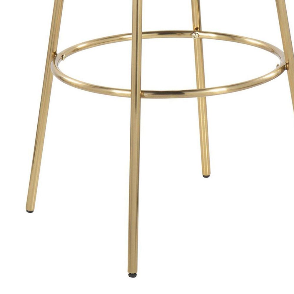 LumiSource Ava Swivel Bar Stool with Yellow Fabric Upholstery in Gold (Set of 2), , large