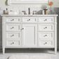 James Martin Vanities Brittany 48" Single Bathroom Vanity in Bright White with 3 cm Arctic Fall Solid Surface Top and Rectangle Sink, , large