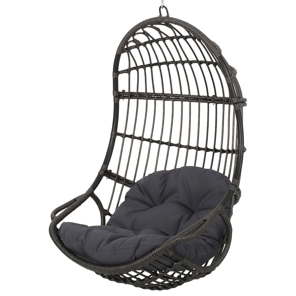 Hearth and Haven Berkshire Outdoor Hanging Egg Chair with Basket Shape in Dark Gray, , large
