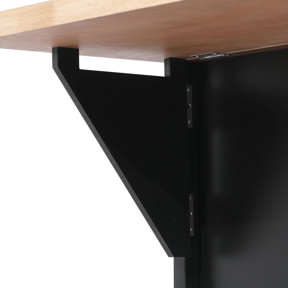 HOMLUX 56.5'' Kitchen Island with Drop Leaf in Black and Natural, , large