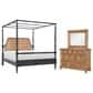 Legacy Classic Vintage Market 3-Piece Queen Post Canopy Bedroom Set in Barnwood Oak and Kettle Black, , large