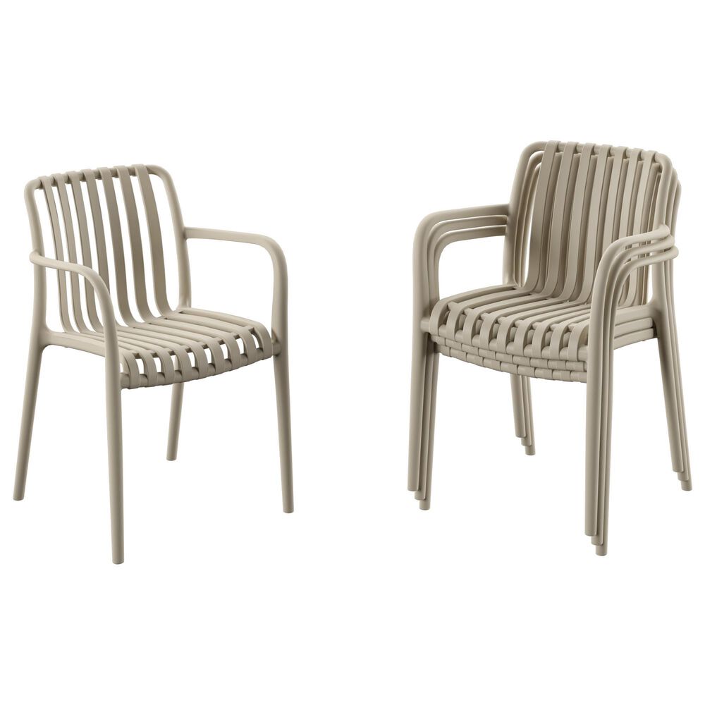 International Home Miami Curazao Outdoor Stackable Dining Chair in Sand (Set of 4), , large