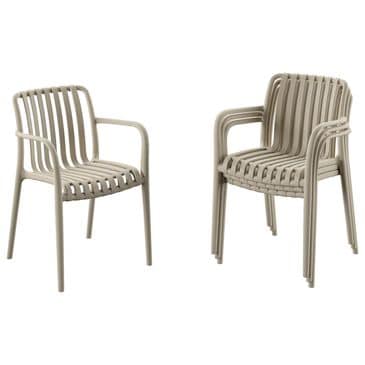 International Home Miami Curazao Outdoor Stackable Dining Chair in Sand (Set of 4), , large