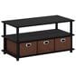 HOMLUX 2-Tier Turn-N-Tube Coffee Table with Bin Drawers in Black Oak, , large