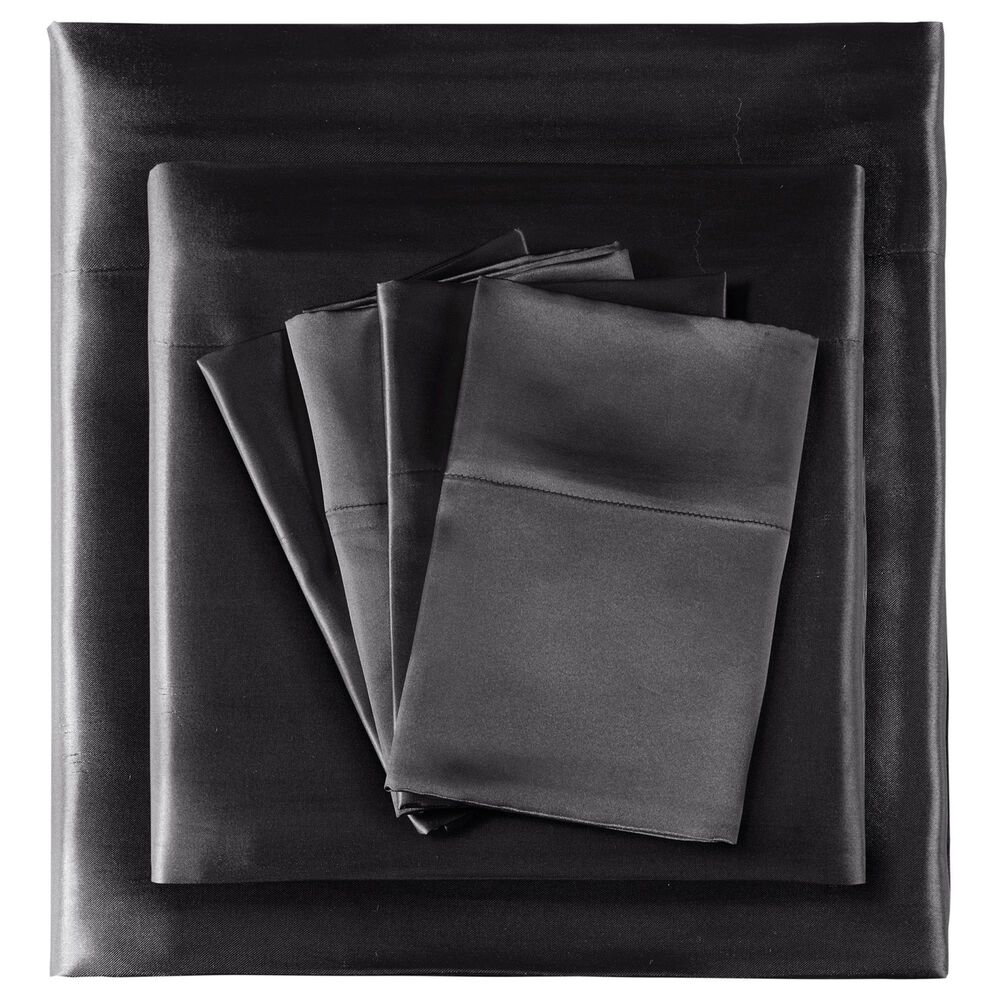 Hampton Park Satin 6-Piece King Sheet Set in Black, , large