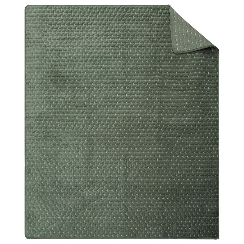 Levtex Velvet Stitch 50" x 60" Quilted Throw in Green, , large