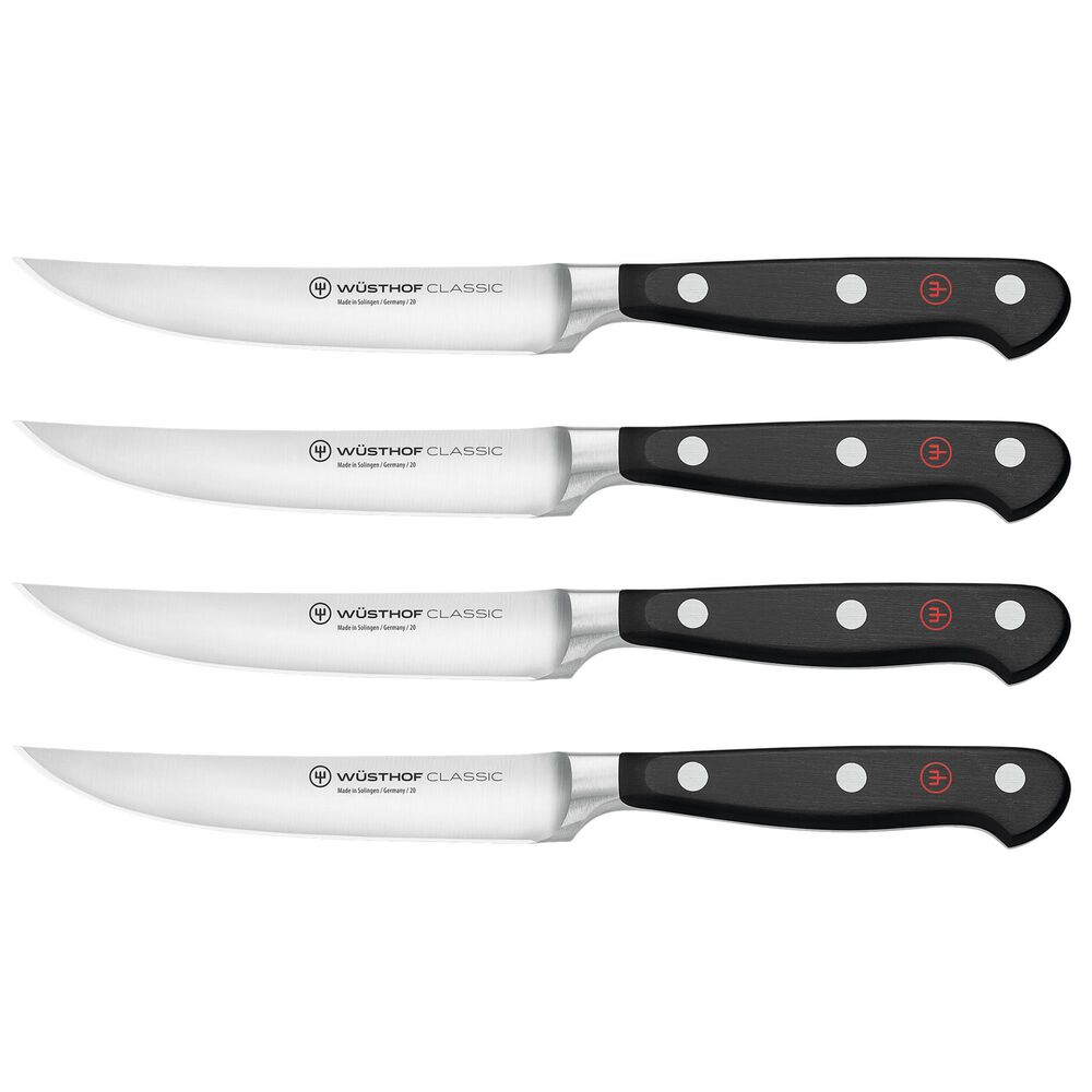 Wusthof Classic Steak Knife in Stainless Steel and Black (Set of 4), , large