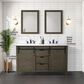 Lexora Home Marsyas 60" Double Bathroom Vanity in Rustic Brown with White Quartz Top and Rectangular Sinks, , large