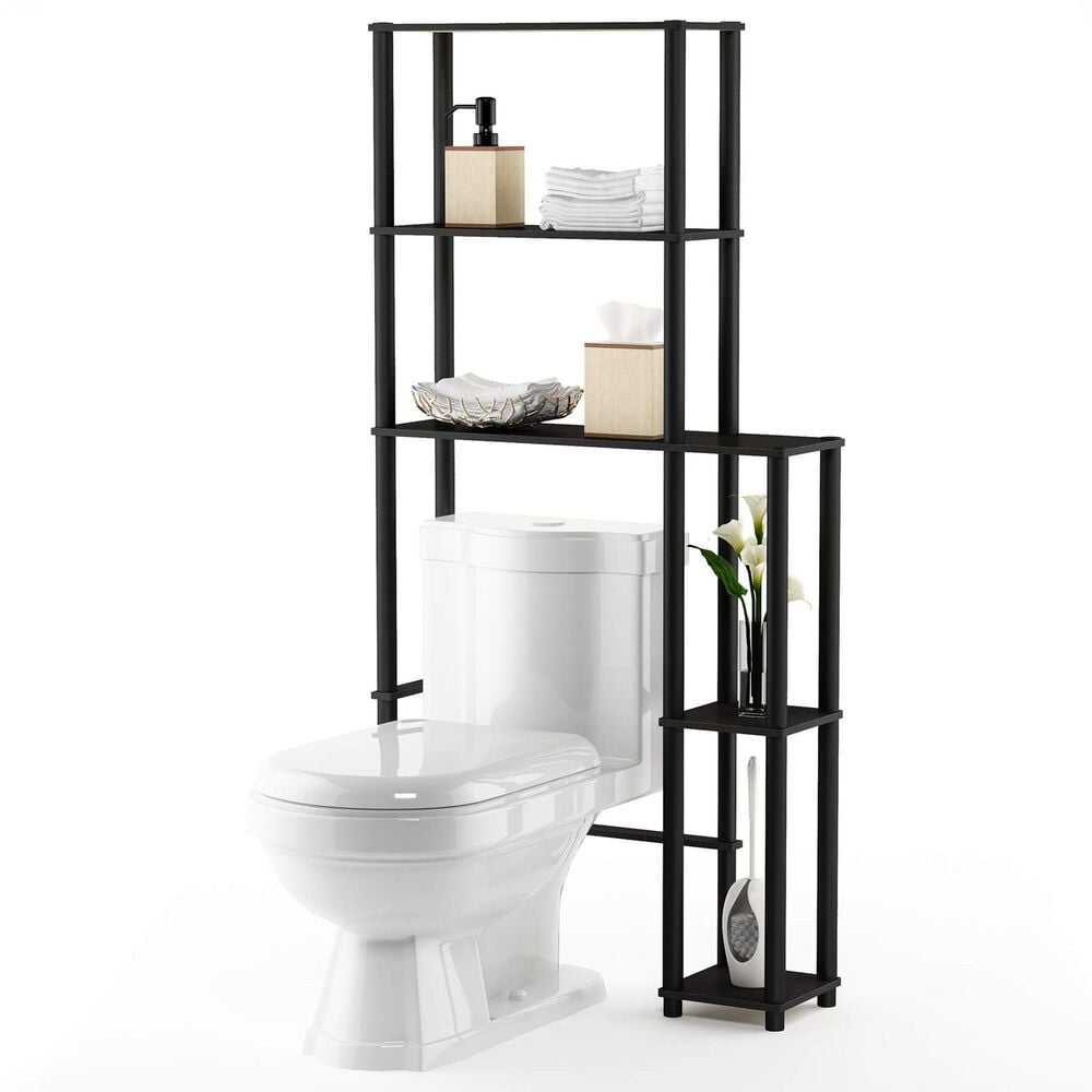 HOMLUX Turn-N-Tube 5-Shelf Toilet Space Saver in Espresso and Black, , large