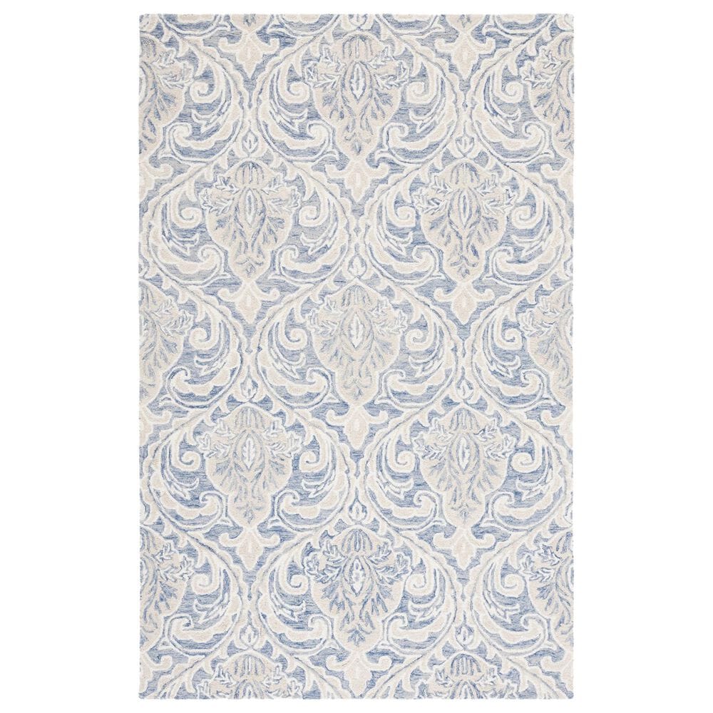 Safavieh Micro-Loop MLP532M 6" x 9" Blue and Ivory Area Rug, , large