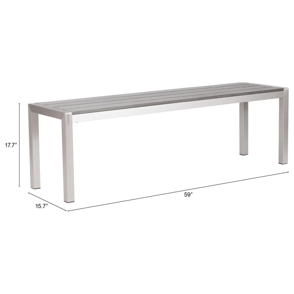 Zuo Modern Metropolitan Bench in Silver/Gray, , large