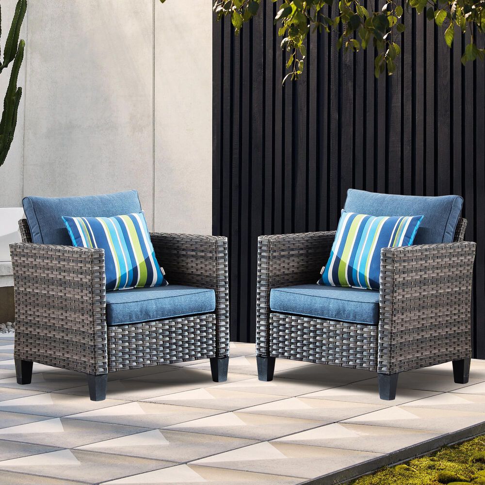HOMLUX 28" Patio Single Chair in Denim Blue (Set of 2), , large