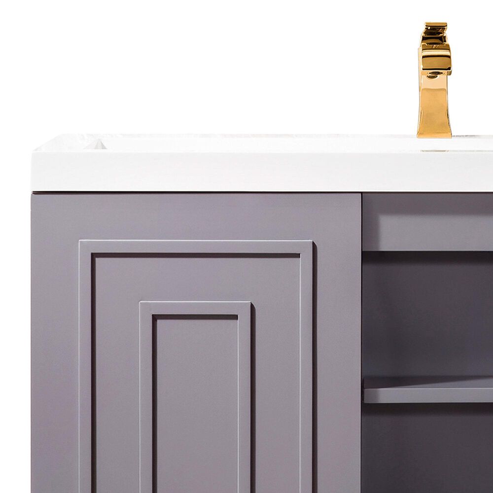 James Martin Vanities Alicante 39.5&quot; Single Bathroom Vanity in Grey Smoke and Radiant Gold with 5 cm White Glossy Resin Top and Rectangular Sink, , large