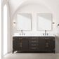 Lexora Home Laurel 80" Double Bathroom Vanity in Brown Oak with White Carrara Marble Top and Rectangular Sinks, , large