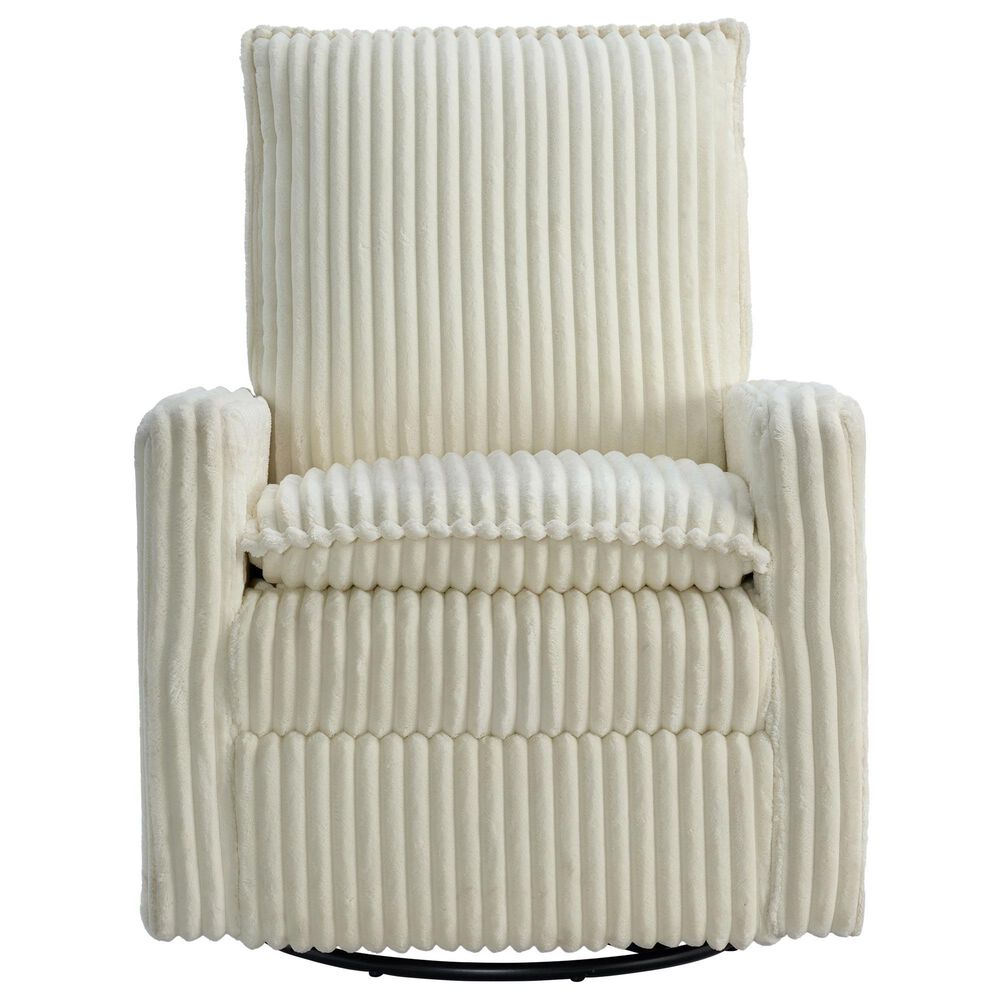 Oxford Baby Uptown Swivel Rocker Recliner in Corduroy Pearl White, , large