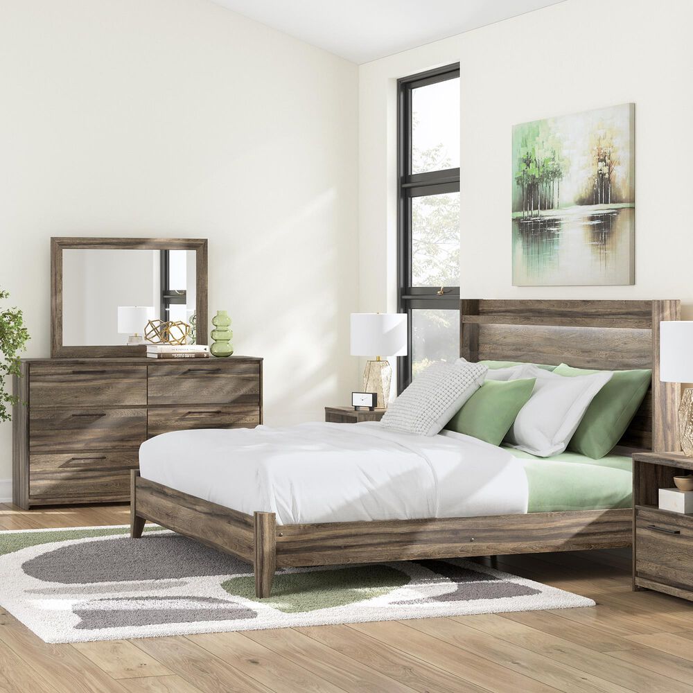 Ashley Elbrim 3-Piece King Panel Bedroom Set in Weathered Brown, , large