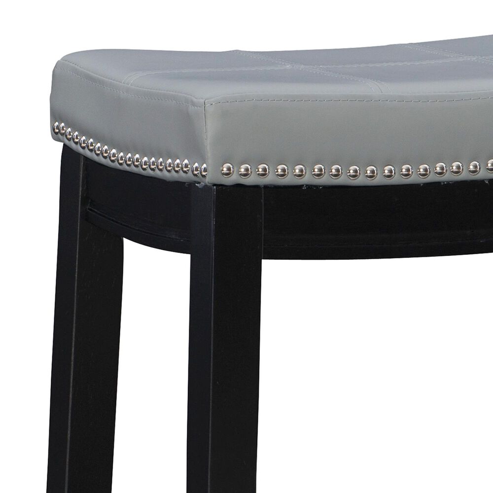 Linon Home Decor Claridge Counter Stool with Light Grey Cushion in Black, , large