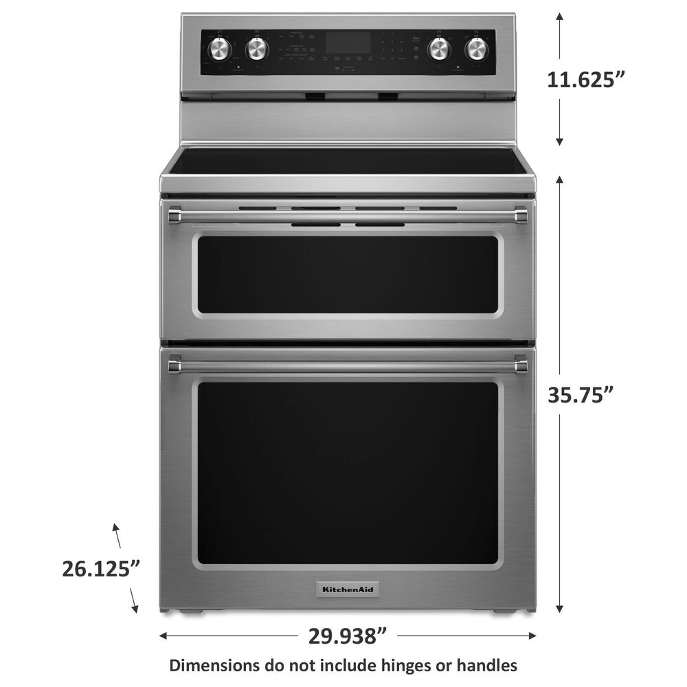 KitchenAid 30&quot; Freestanding Double Oven Electric Range in Stainless Steel, , large