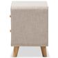 Baxton Studio Jonesy 2-Drawer Upholstered Nightstand in Beige, , large