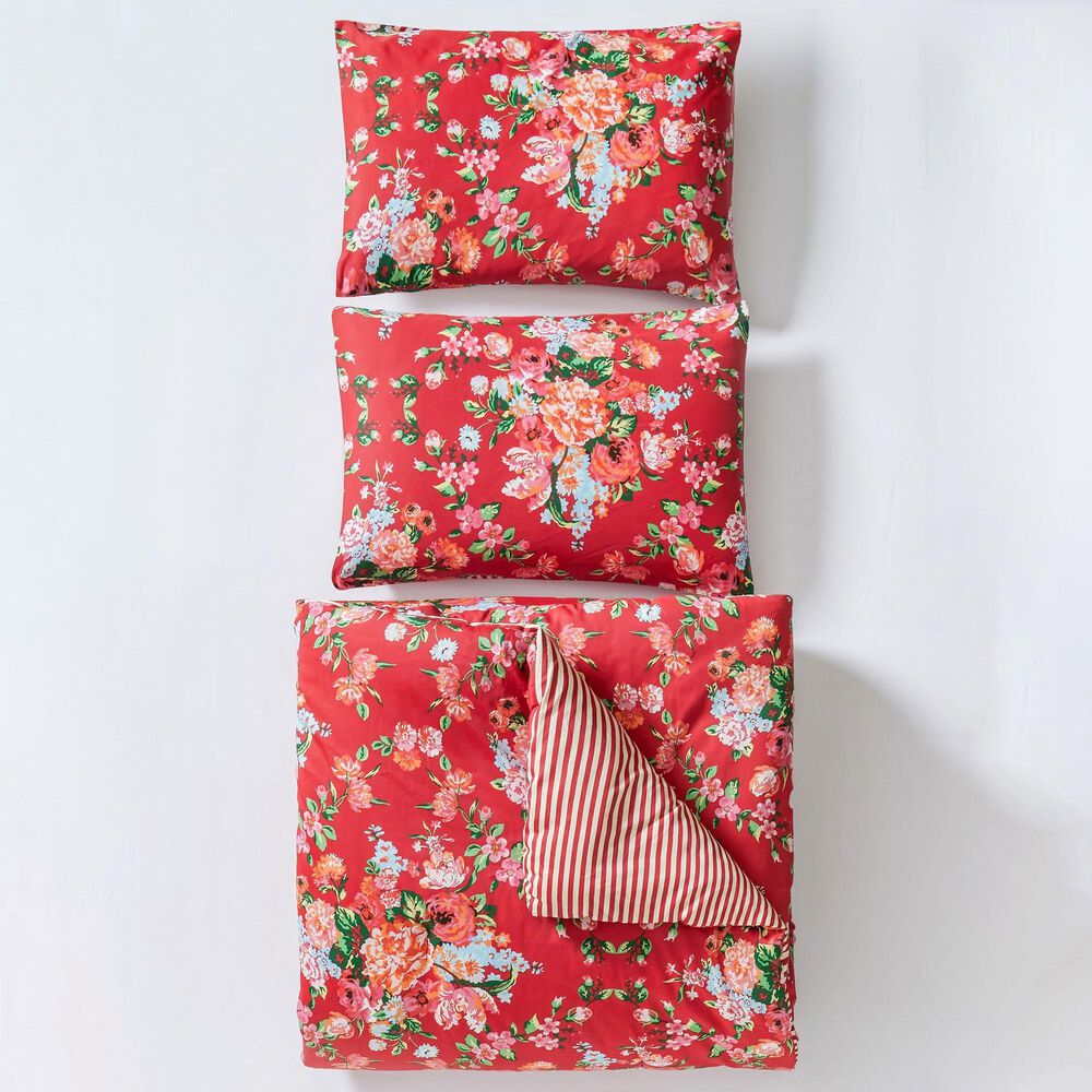 Peking Handicraft Garden Society 3-Piece Full/Queen Comforter Set in Red, , large