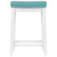 Linon Home Decor Claridge Counter Stool with Teal Cushion in White, , large