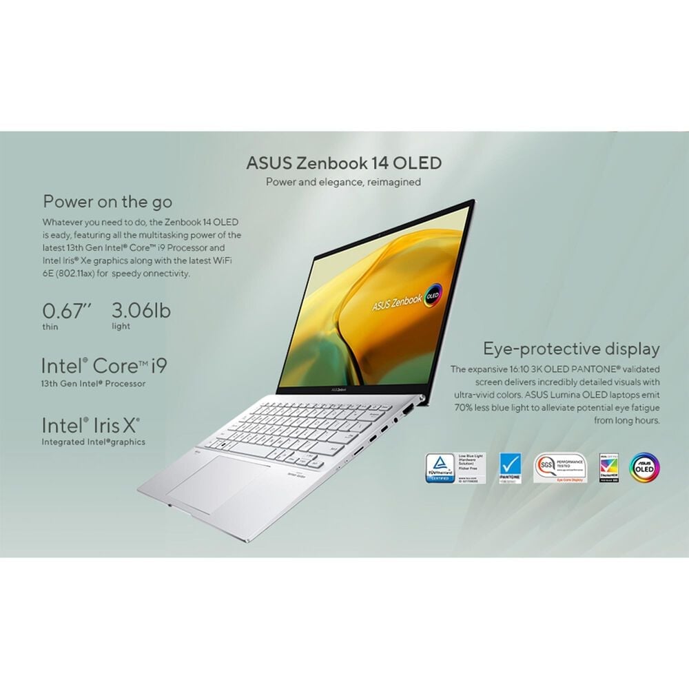 ASUS Zenbook 14&quot; Laptop | Intel Core i9-13900H - 16GB RAM - Intel Iris Xe Graphics - 1TB SSD in Foggy Silver, , large