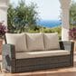 Hearth and Haven Outdoor Sofa with Black Wicker Frame in Beige, , large