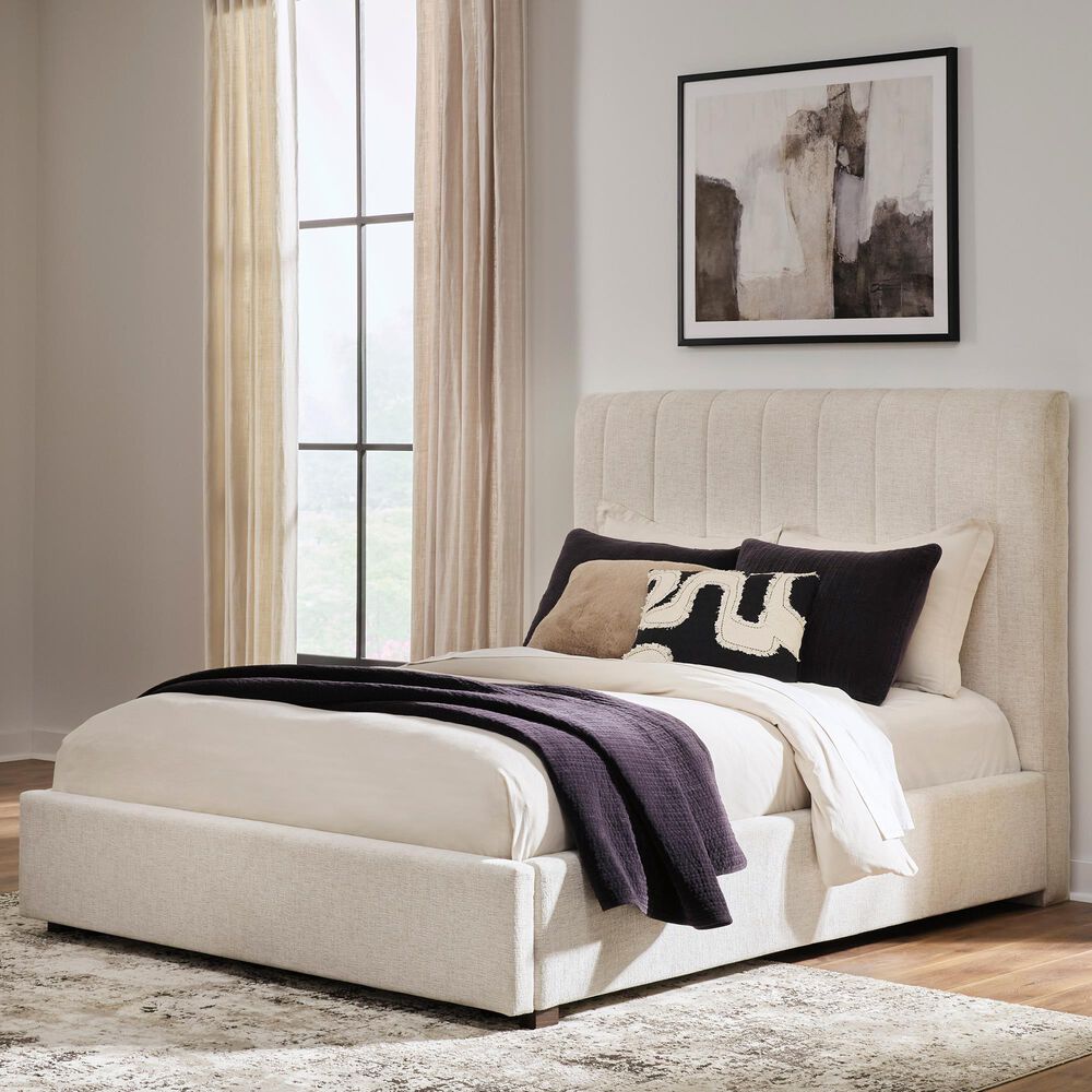 Ashley Shoralli King Upholstered Storage Bed in Beige, , large