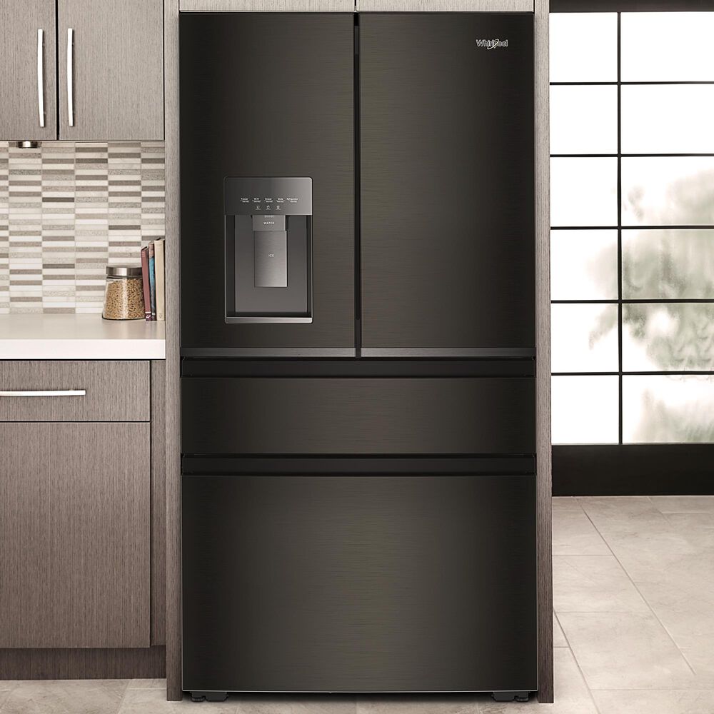 Whirlpool 22 Cu. Ft. 4-Door Depth French Door Refrigerator with Dual Ice Makers in Black Stainless Steel, , large
