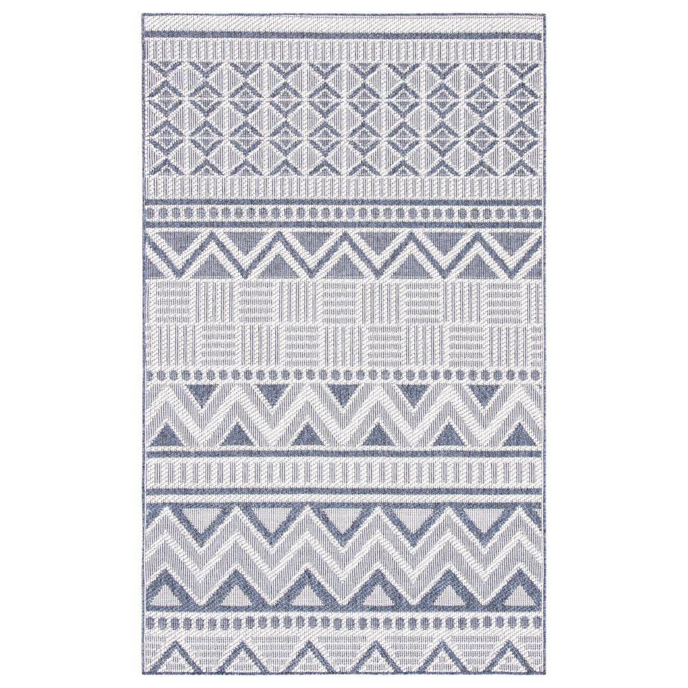 Safavieh Bermuda 4" x 6" Cream and Navy Indoor/Outdoor Area Performance Rug, , large