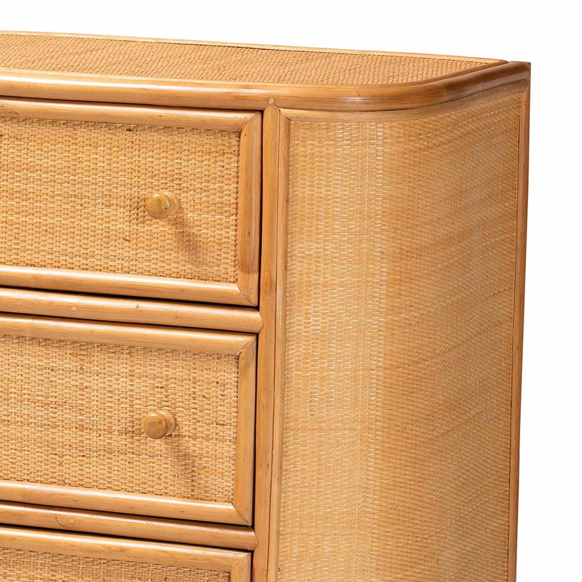 Baxton Studio Radenza 3-Drawer Storage Cabinet in Light Honey